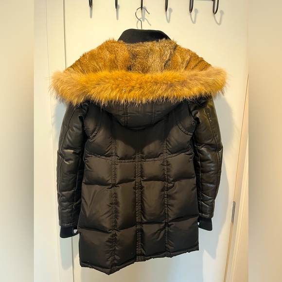 Medium black Rudsak leather puffer Jacket with fur hood. - Picture 2 of 5